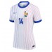 Camiseta Francia Adrien Rabiot #14 Visitante Equipación para mujer Eurocopa 2024 manga corta